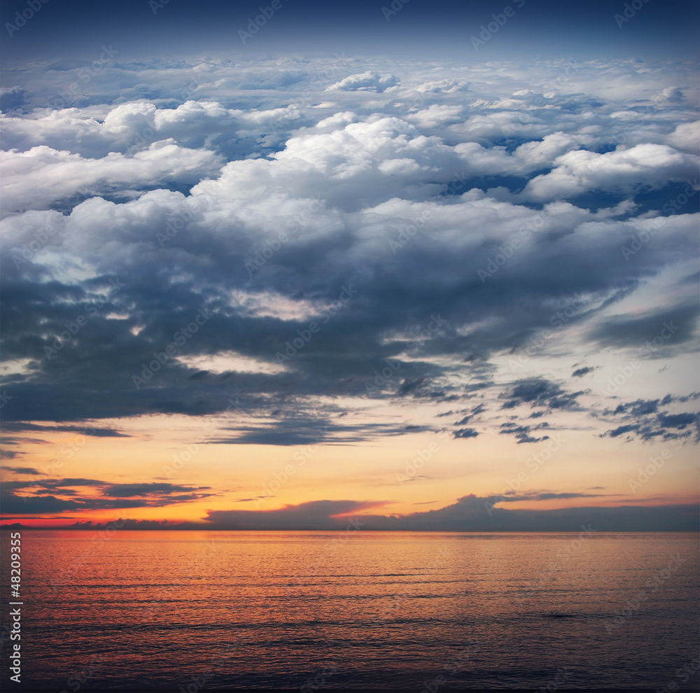 A beautiful aerial image of the deep sky and calm water A beautiful aerial image of the deep sky and calm water
