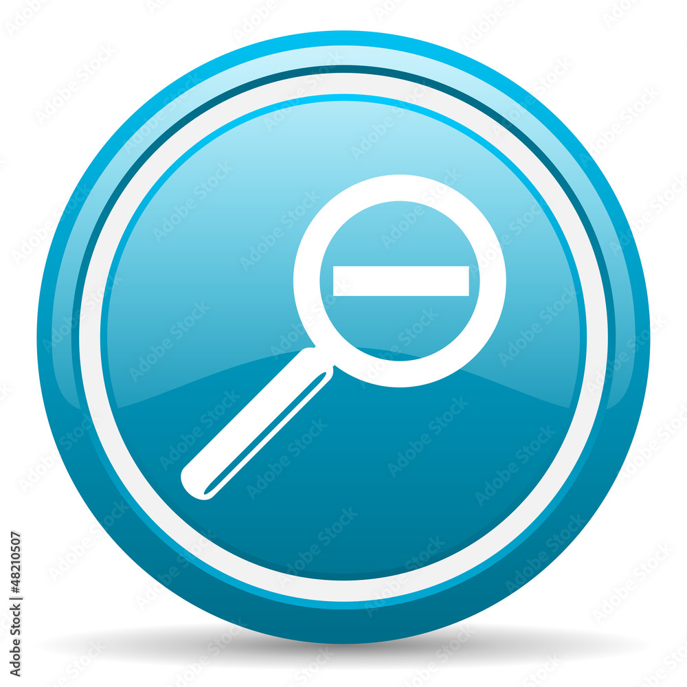 magnification blue glossy icon on white background magnification blue glossy icon on white background