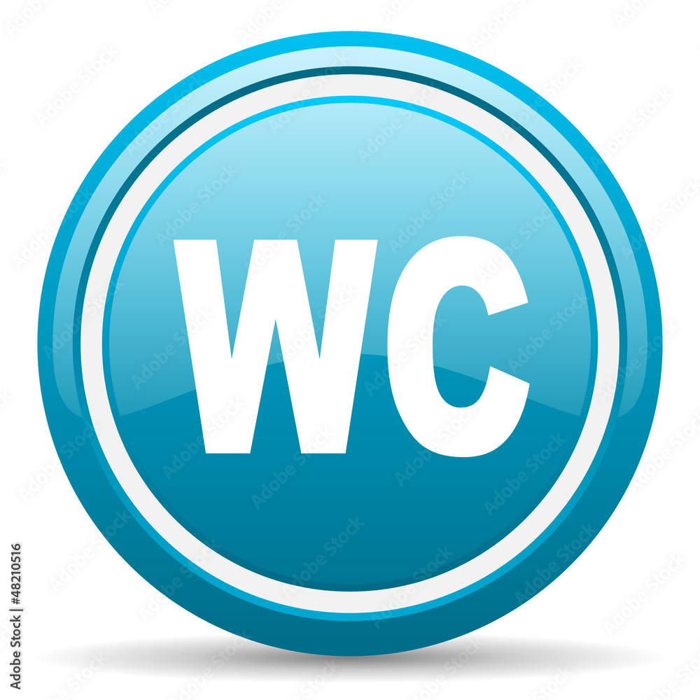 wc blue glossy icon on white background wc blue glossy icon on white background