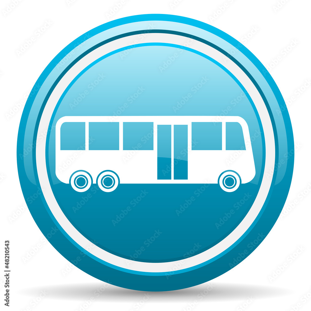 bus blue glossy icon on white background bus blue glossy icon on white background