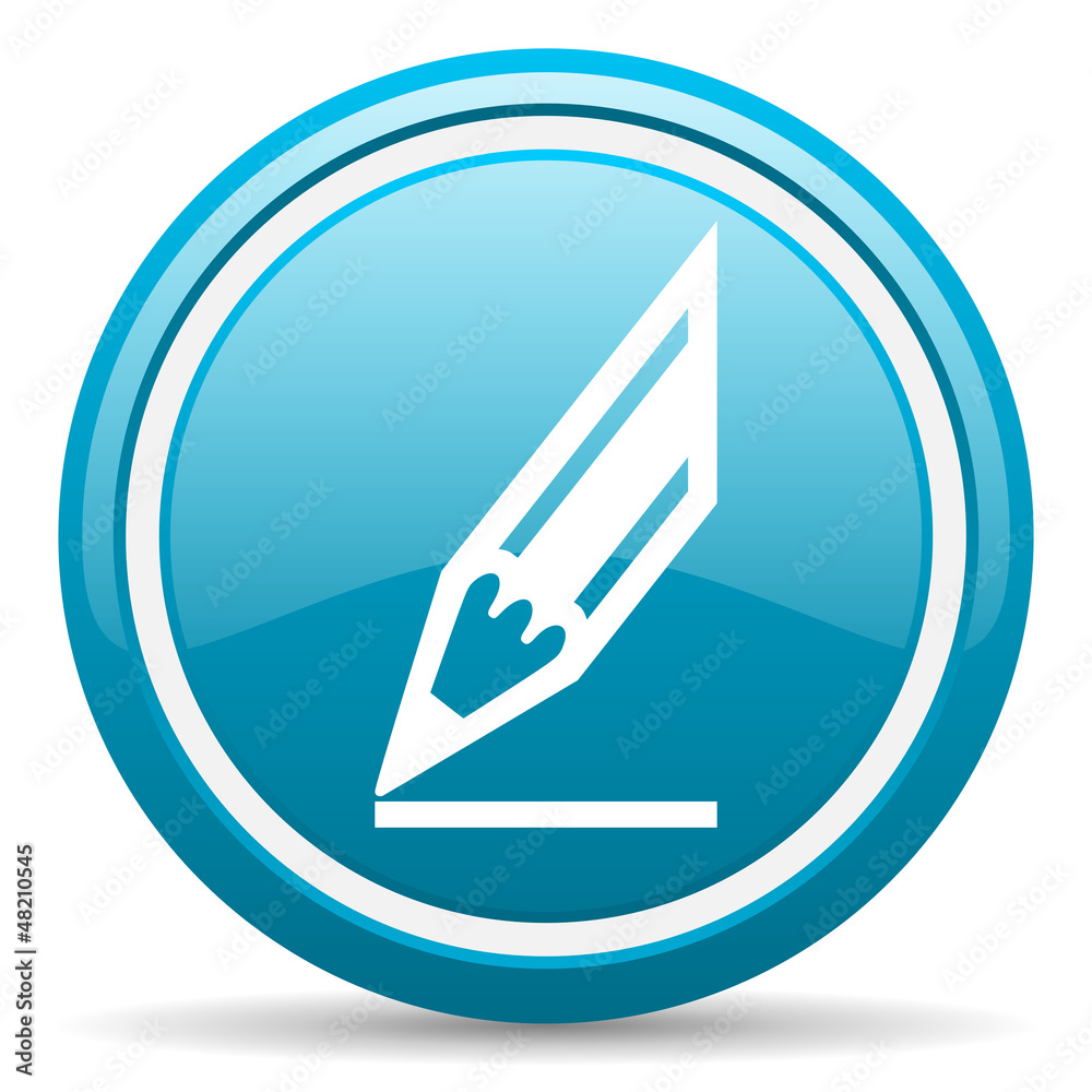 draw blue glossy icon on white background draw blue glossy icon on white background