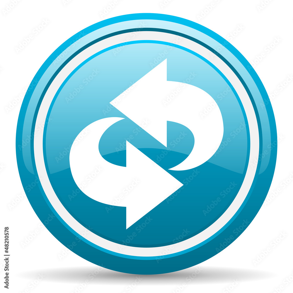 rotate blue glossy icon on white background rotate blue glossy icon on white background