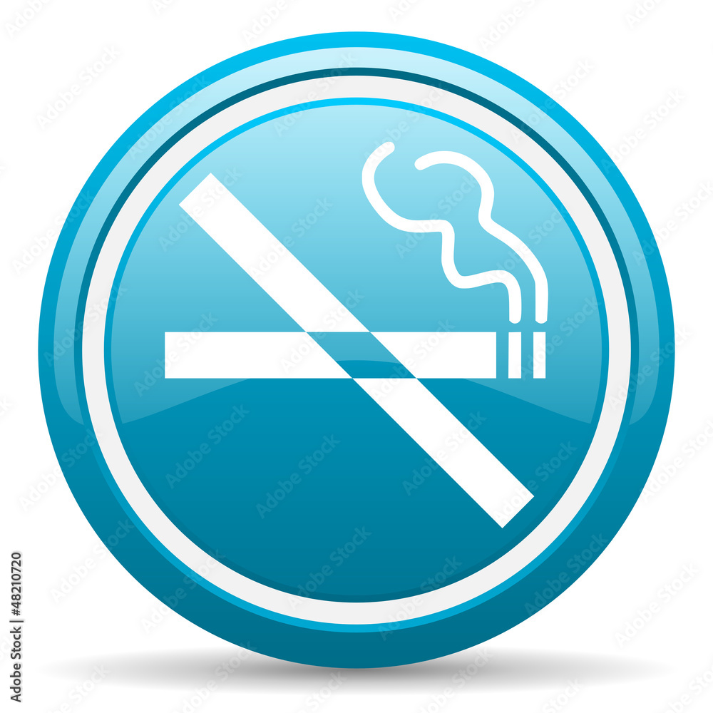 no smoking blue glossy icon on white background no smoking blue glossy icon on white background