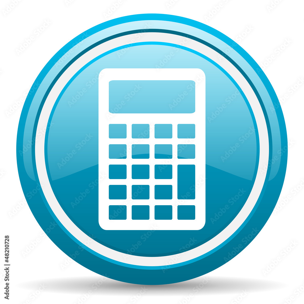 calculator blue glossy icon on white background calculator blue glossy icon on white background