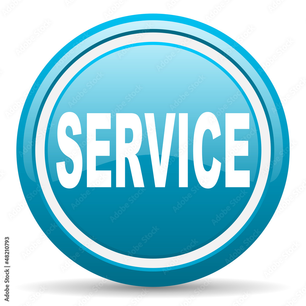service blue glossy icon on white background service blue glossy icon on white background