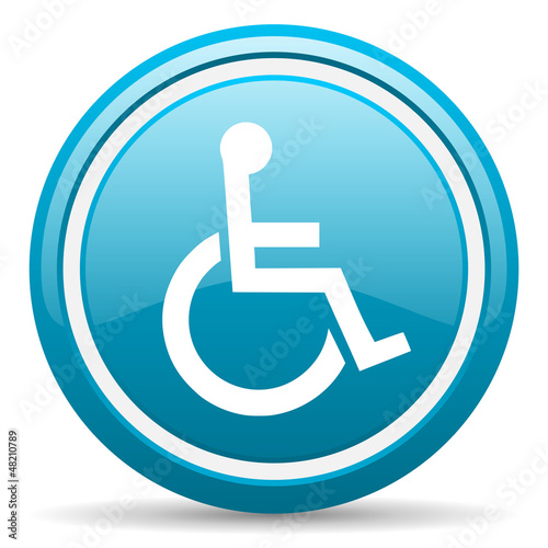 accessibility blue glossy icon on white background