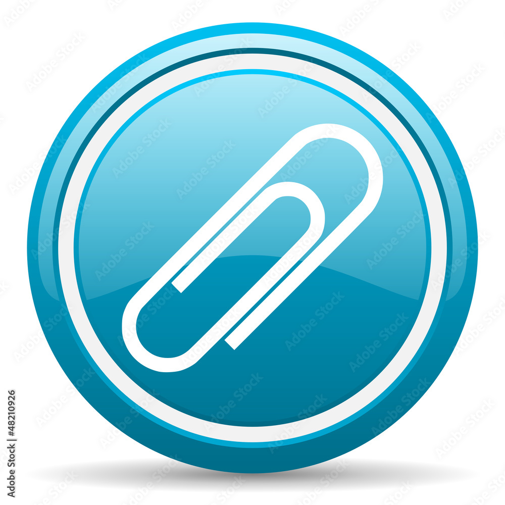 paper clip blue glossy icon on white background paper clip blue glossy icon on white background