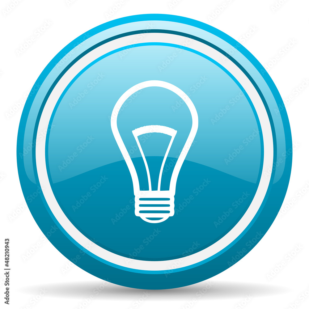 light bulb blue glossy icon on white background light bulb blue glossy icon on white background