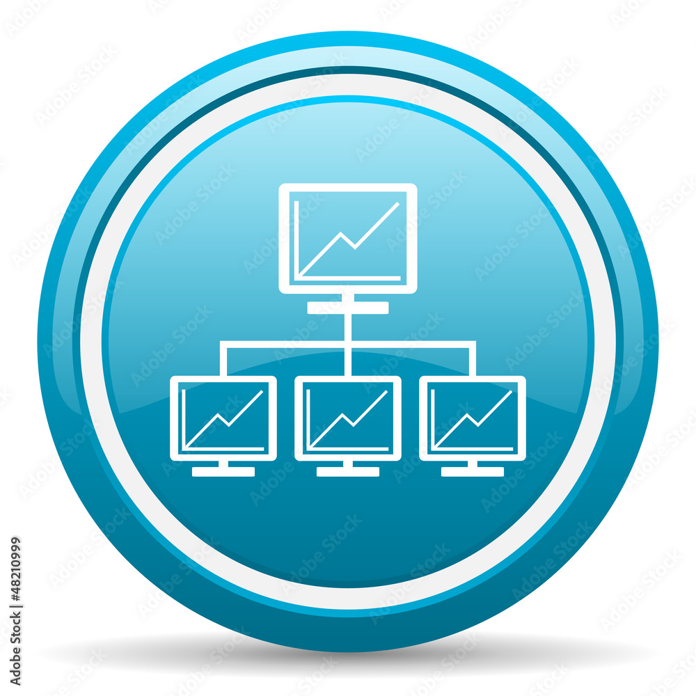 network blue glossy icon on white background network blue glossy icon on white background