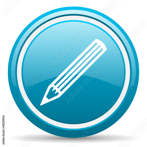 Free Download pencil blue glossy icon on white background - GFXLoad