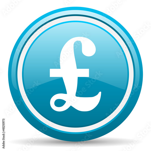 pound blue glossy icon on white background