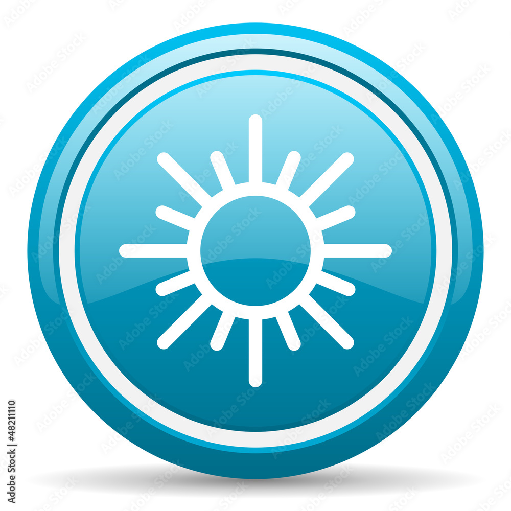 sun blue glossy icon on white background sun blue glossy icon on white background