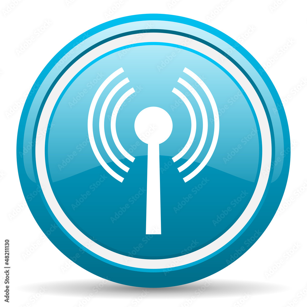 wifi blue glossy icon on white background wifi blue glossy icon on white background