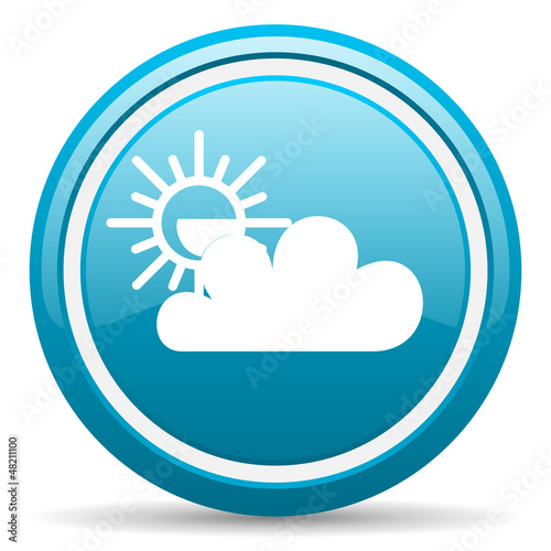 weather forecast blue glossy icon on white background