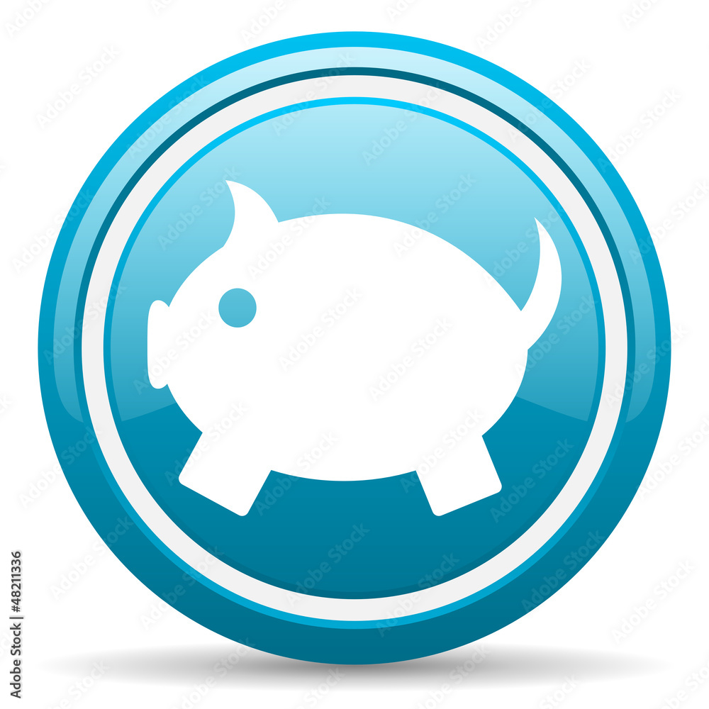 piggy bank blue glossy icon on white background piggy bank blue glossy icon on white background
