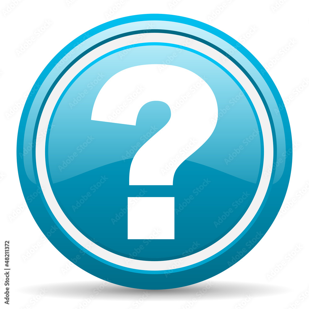 question mark blue glossy icon on white background question mark blue glossy icon on white background