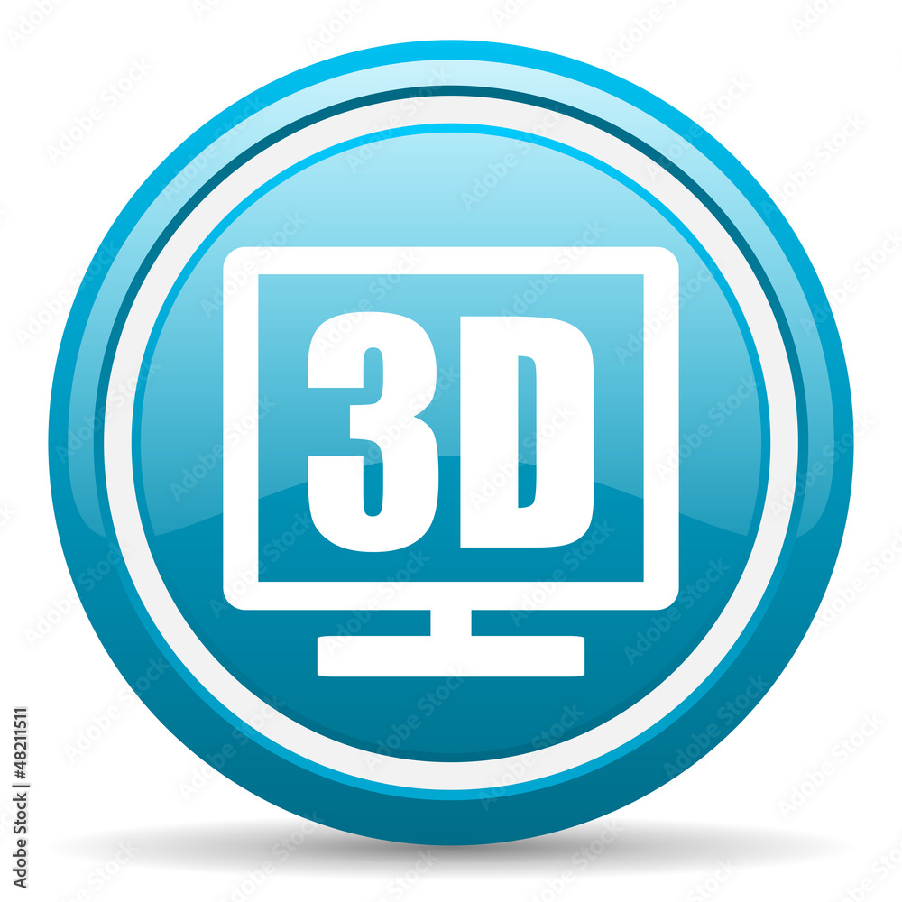 3d display blue glossy icon on white background 3d display blue glossy icon on white background