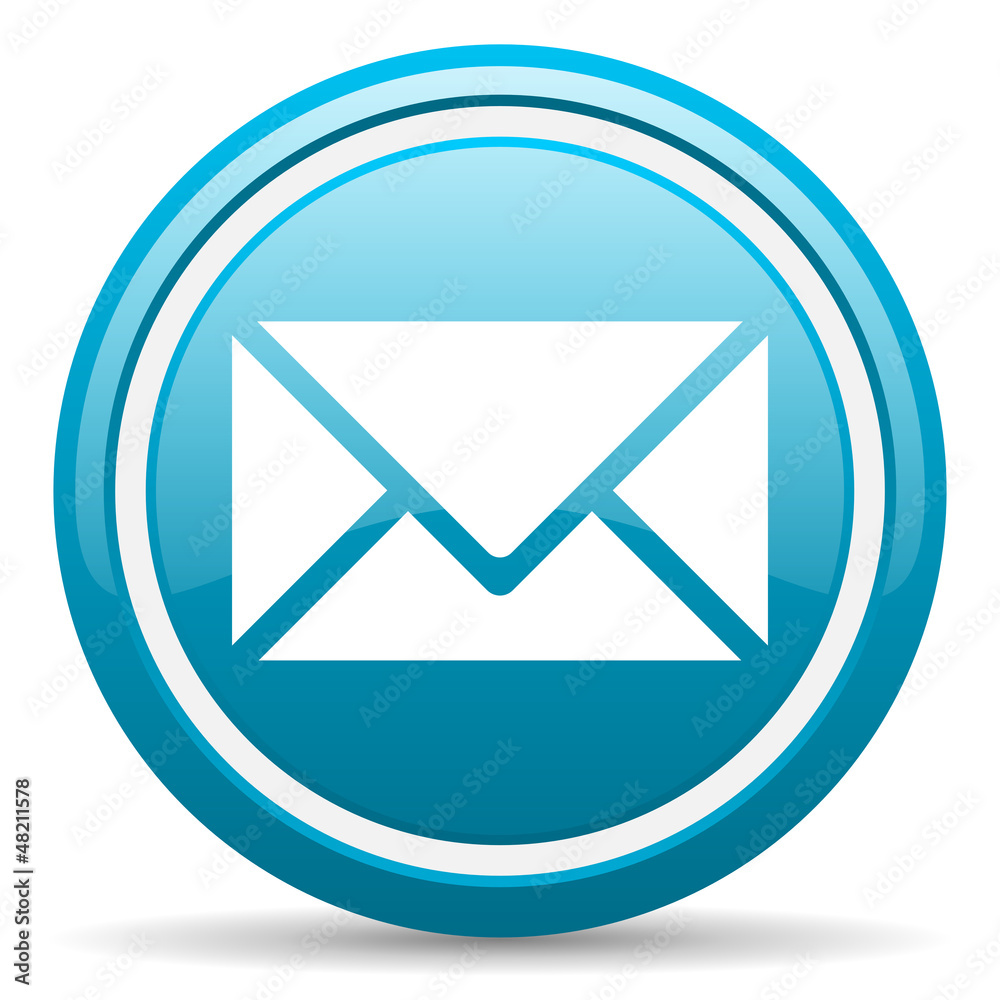 mail blue glossy icon on white background mail blue glossy icon on white background