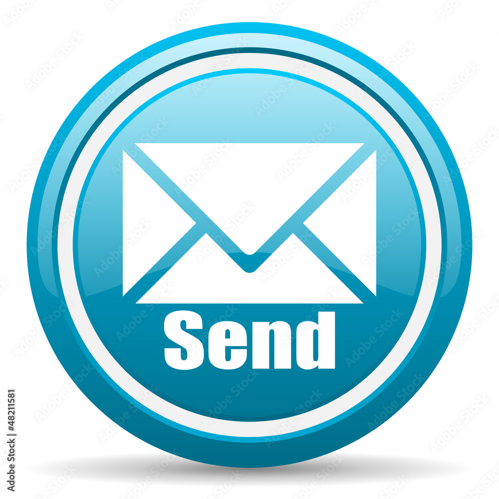 send blue glossy icon on white background send blue glossy icon on white background