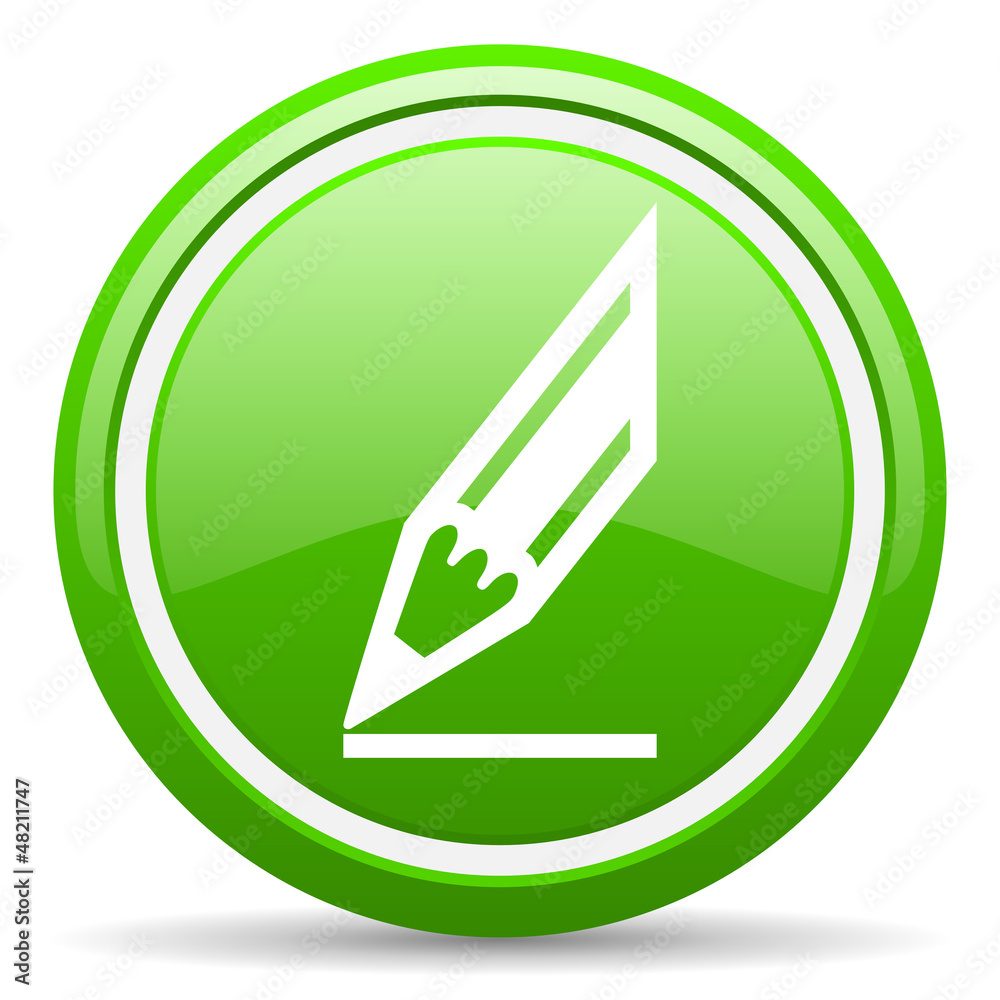 draw green glossy icon on white background draw green glossy icon on white background