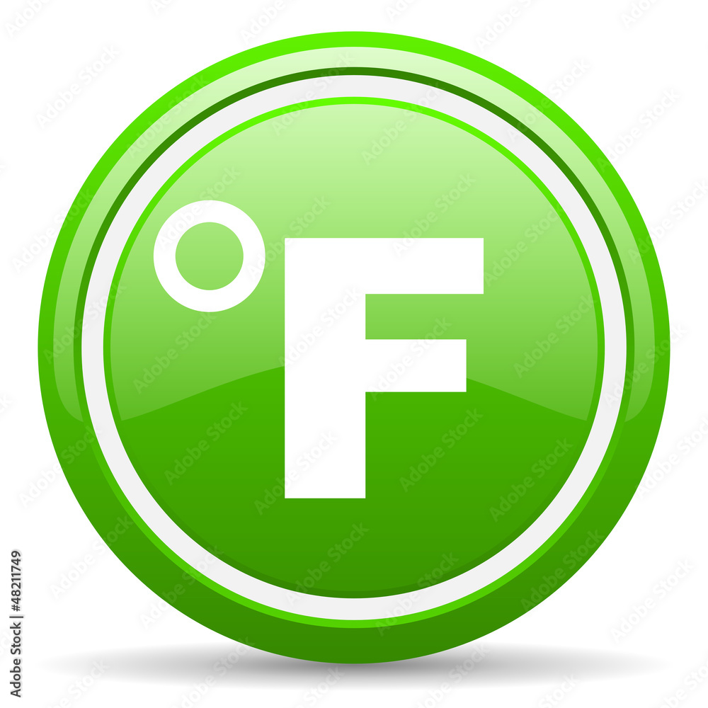 fahrenheit green glossy icon on white background