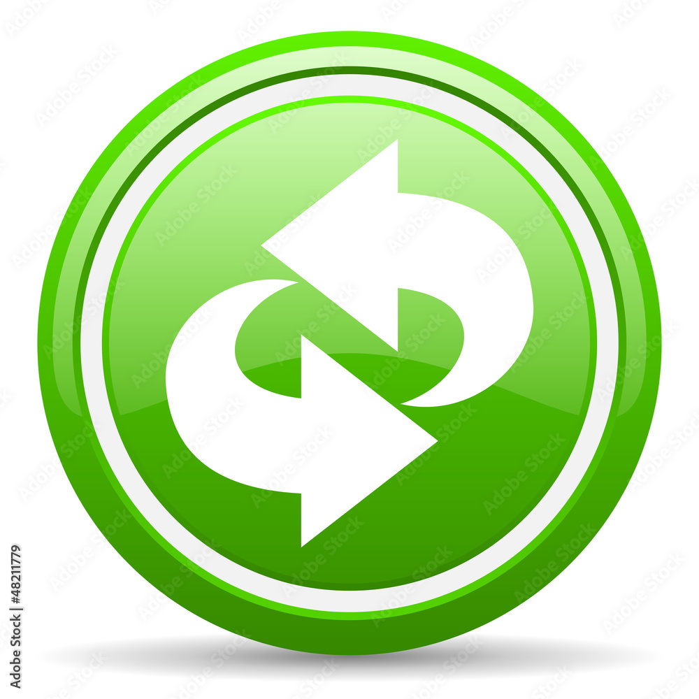 rotate green glossy icon on white background rotate green glossy icon on white background