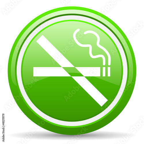 no smoking green glossy icon on white background