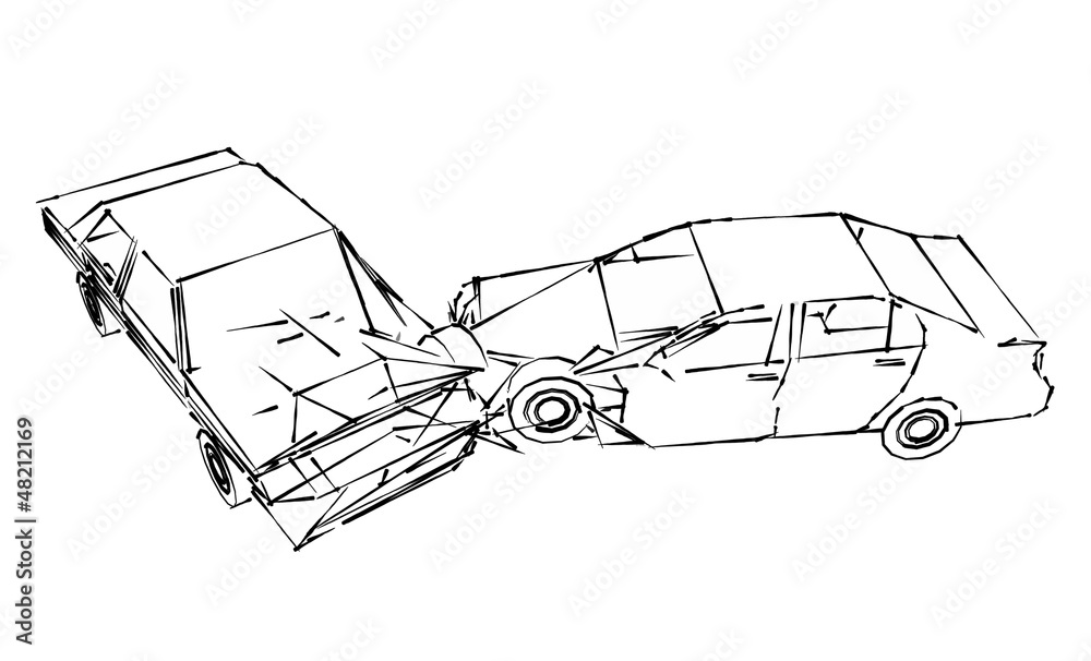 car crash accident, sketch Stock Illustration | Adobe Stock