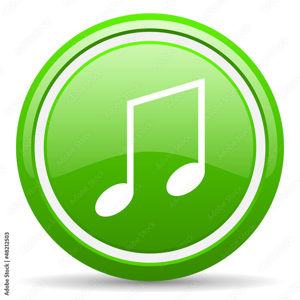 music green glossy icon on white background music green glossy icon on white background