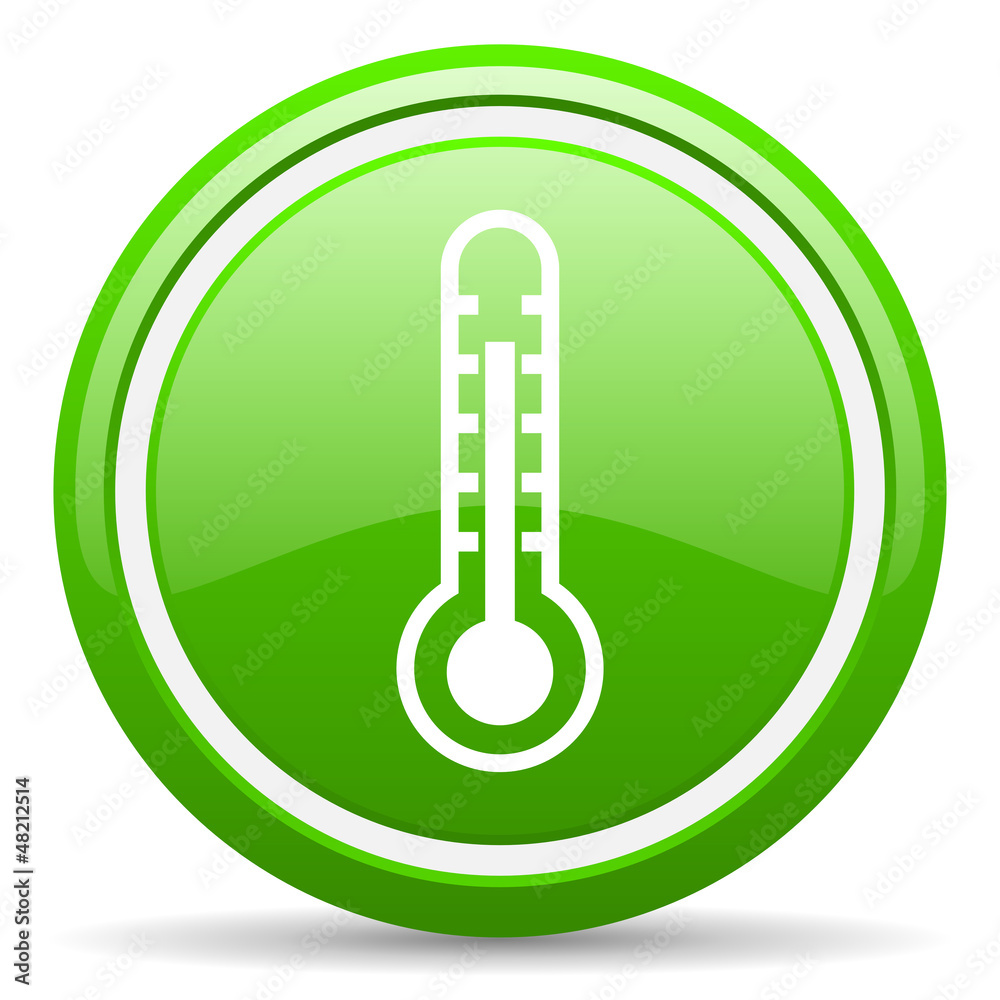 thermometer green glossy icon on white background thermometer green glossy icon on white background