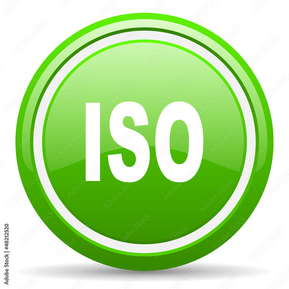 iso green glossy icon on white background iso green glossy icon on white background