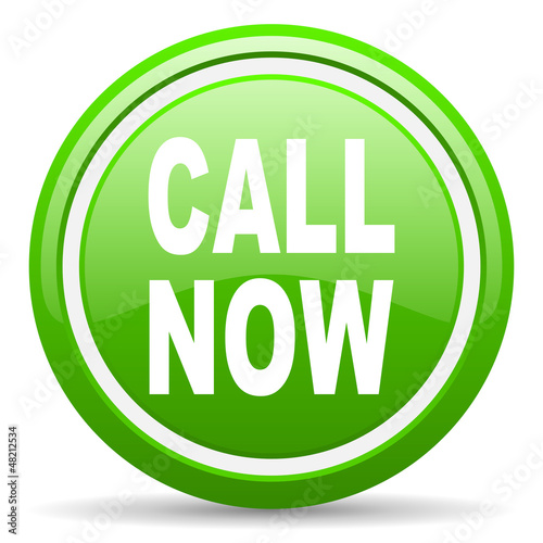 call now green glossy icon on white background