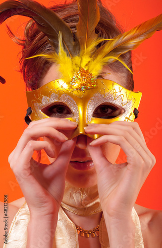 Fototapeta Naklejka Na Ścianę i Meble -  Portrait of masked lady on masquerade ball