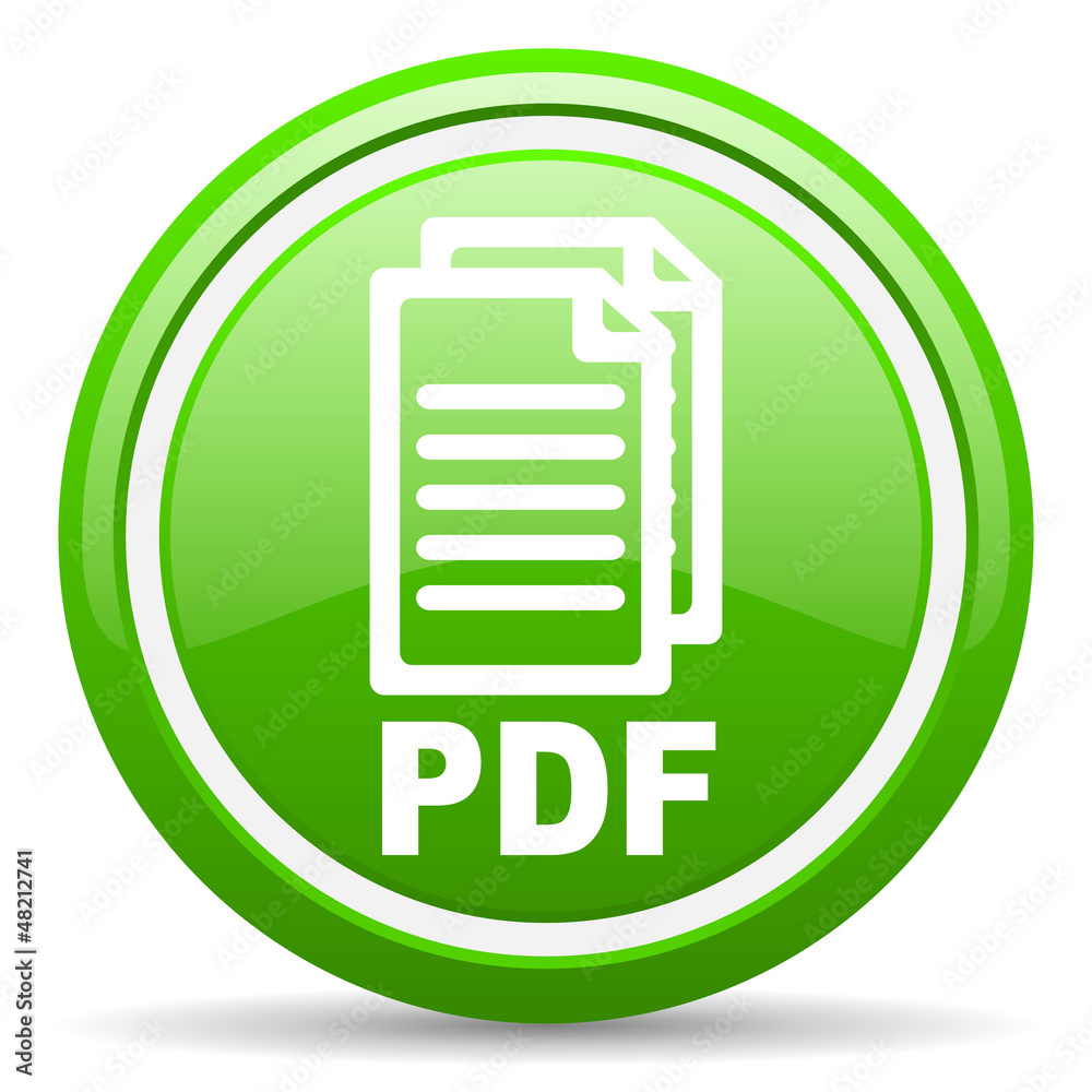 pdf green glossy icon on white background pdf green glossy icon on white background