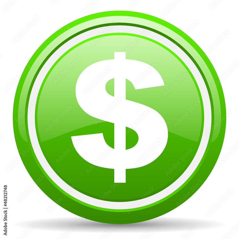 us dollar green glossy icon on white background us dollar green glossy icon on white background