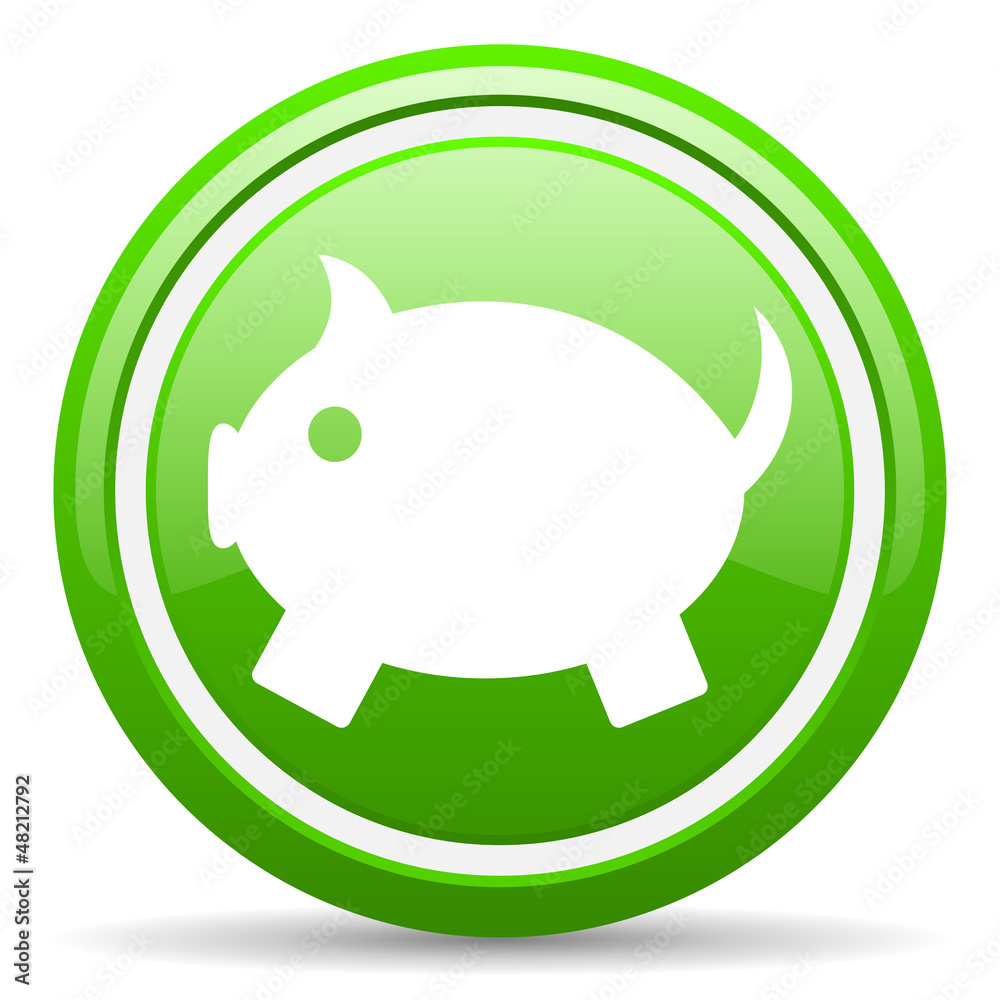 piggy bank green glossy icon on white background piggy bank green glossy icon on white background