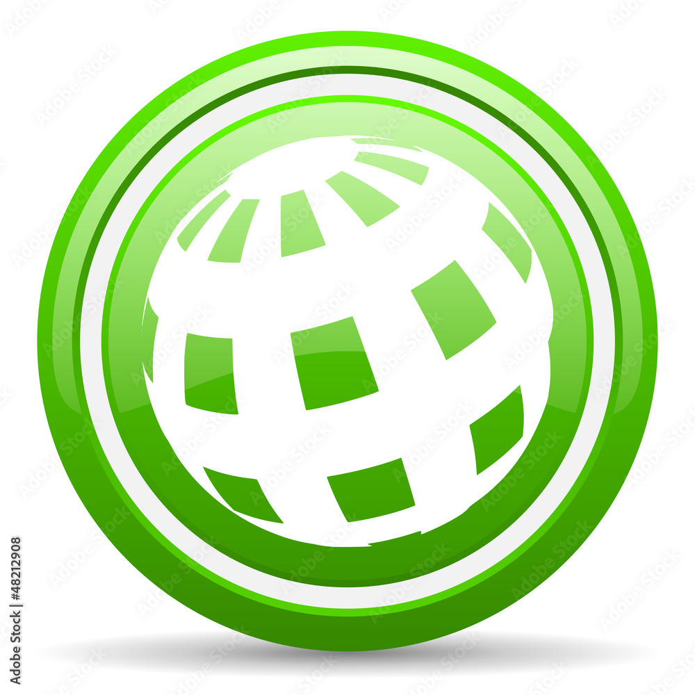 earth green glossy icon on white background earth green glossy icon on white background