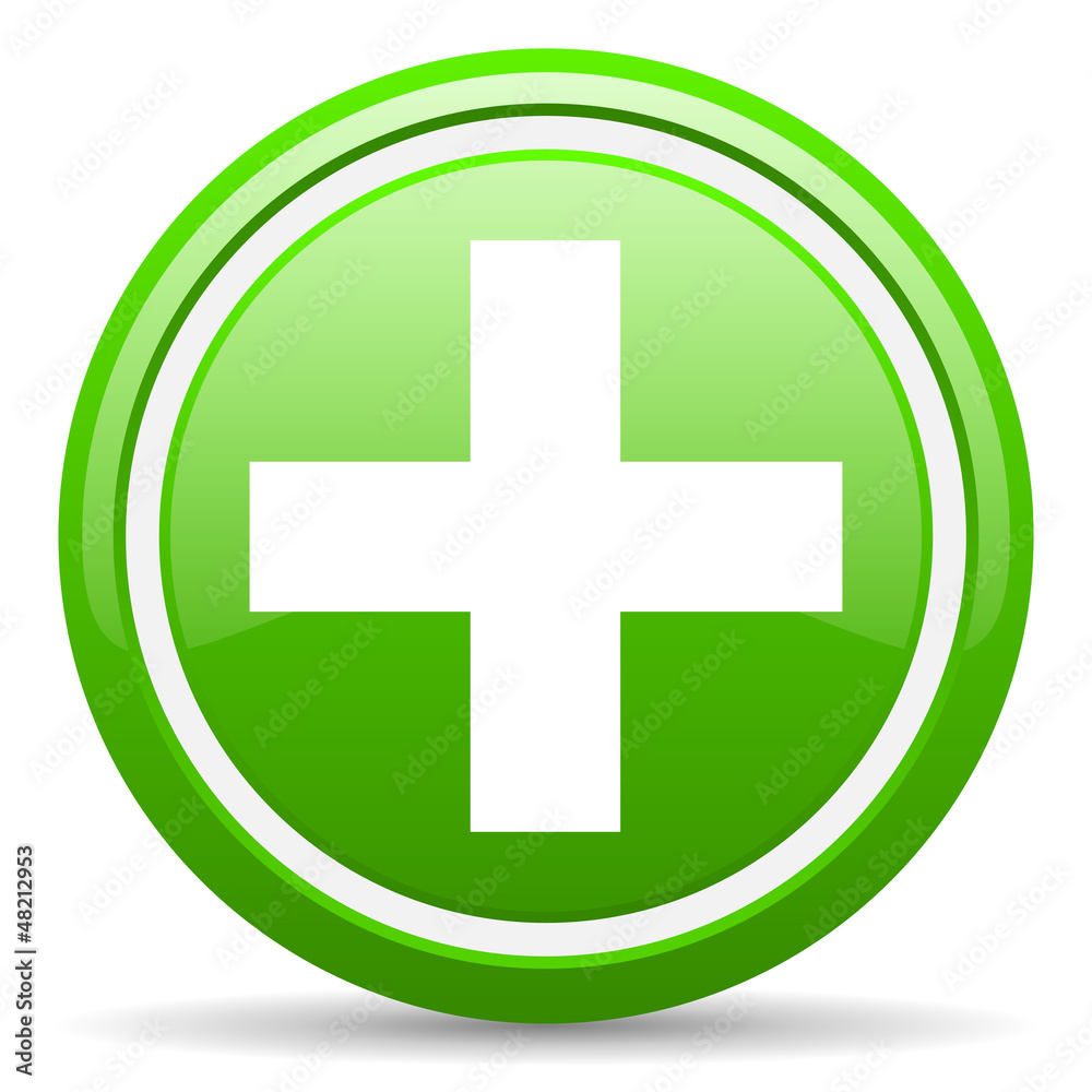 emergency green glossy icon on white background emergency green glossy icon on white background