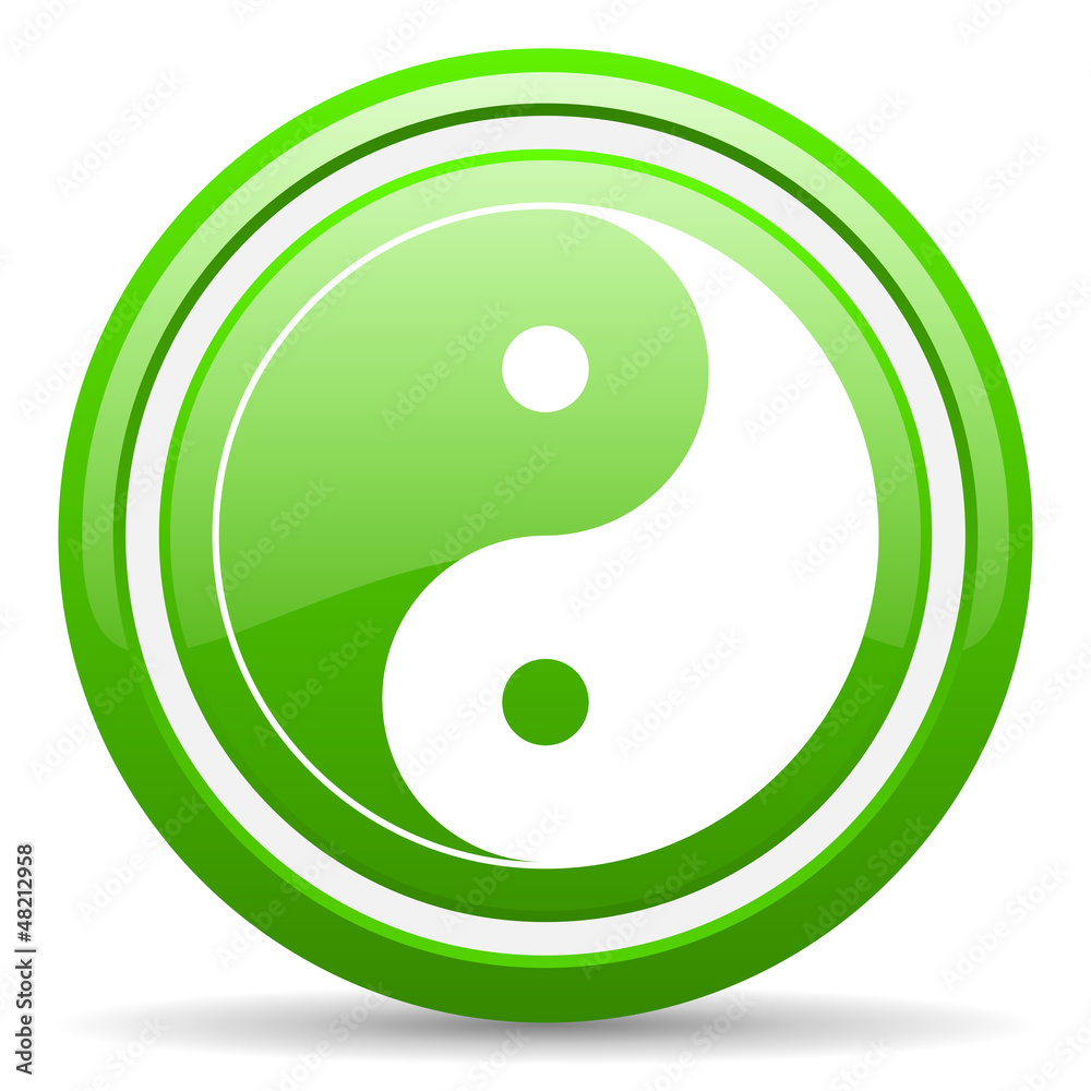 ying yang green glossy icon on white background ying yang green glossy icon on white background