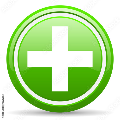 emergency green glossy icon on white background