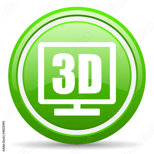 3d display green glossy icon on white background