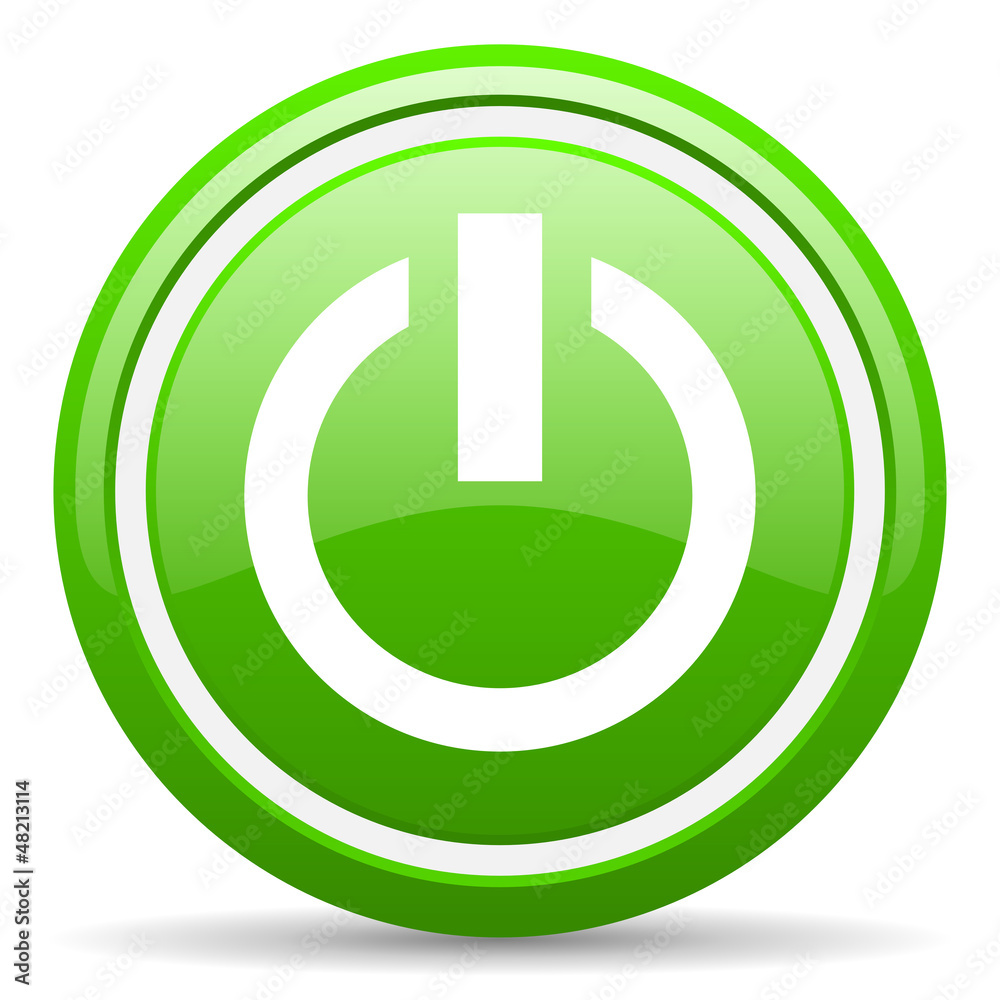 power green glossy icon on white background power green glossy icon on white background