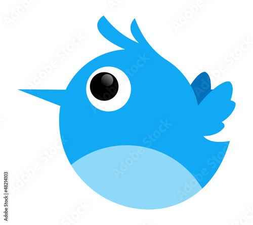 blue chubby twitter bird cartoon