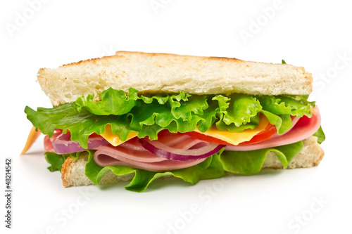 sandwich with ham, cheese and tomato