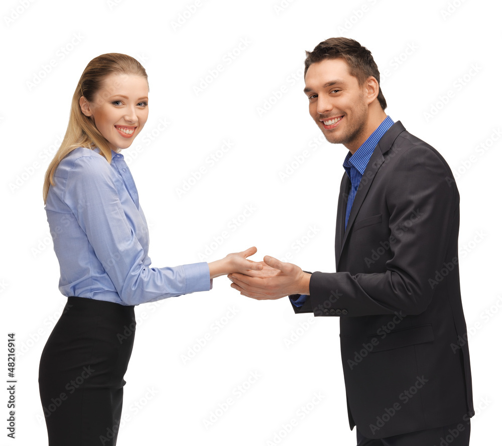 man and woman showing something on the palms