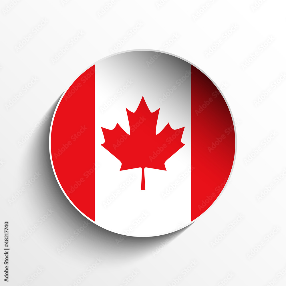 Canada Flag Paper Circle Shadow Button Canada Flag Paper Circle Shadow Button