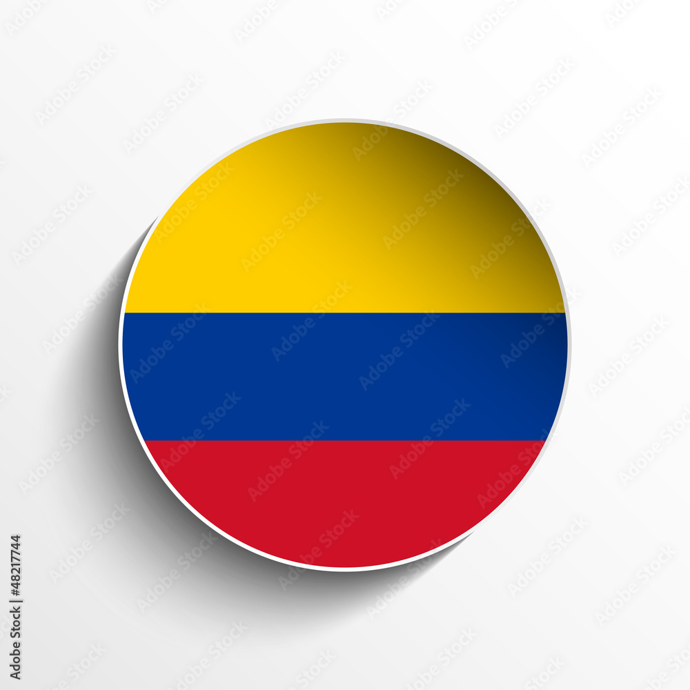Colombia Flag Paper Circle Shadow Button Colombia Flag Paper Circle Shadow Button