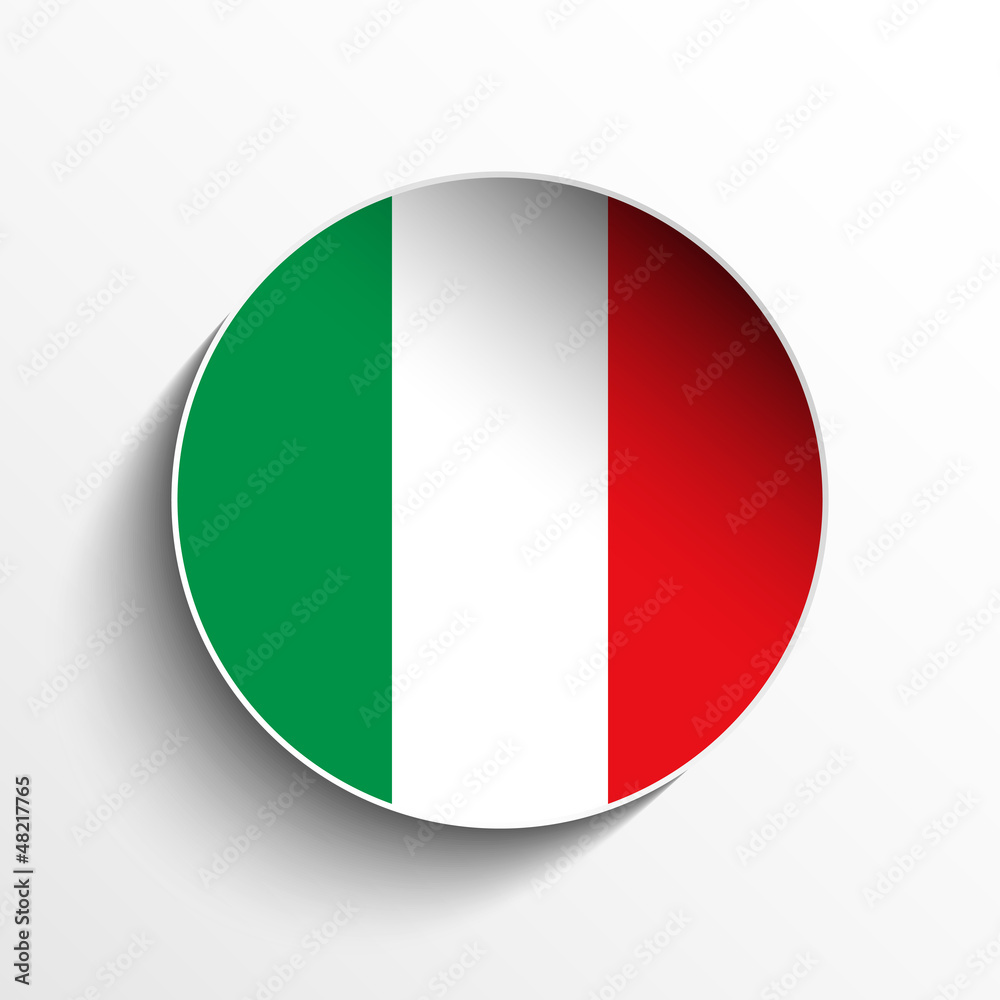 Italy Flag Paper Circle Shadow Button Italy Flag Paper Circle Shadow Button