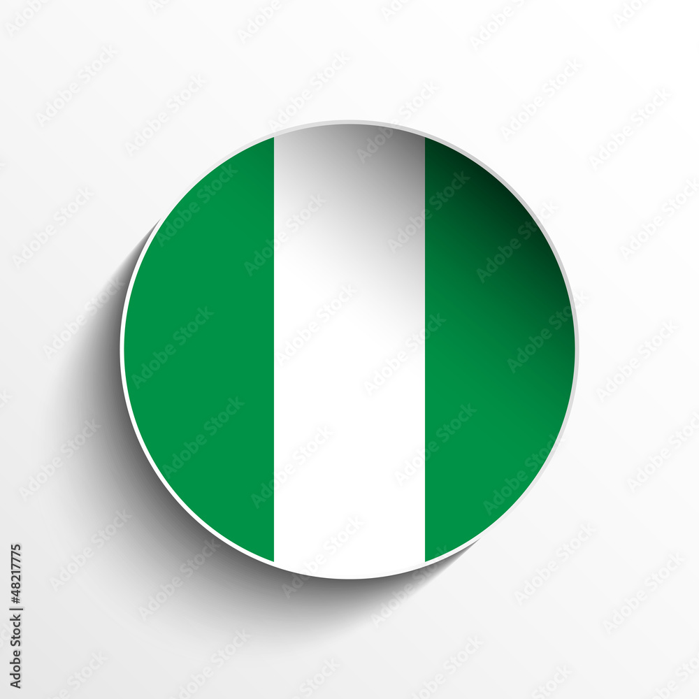 Nigeria Flag Paper Circle Shadow Button Nigeria Flag Paper Circle Shadow Button