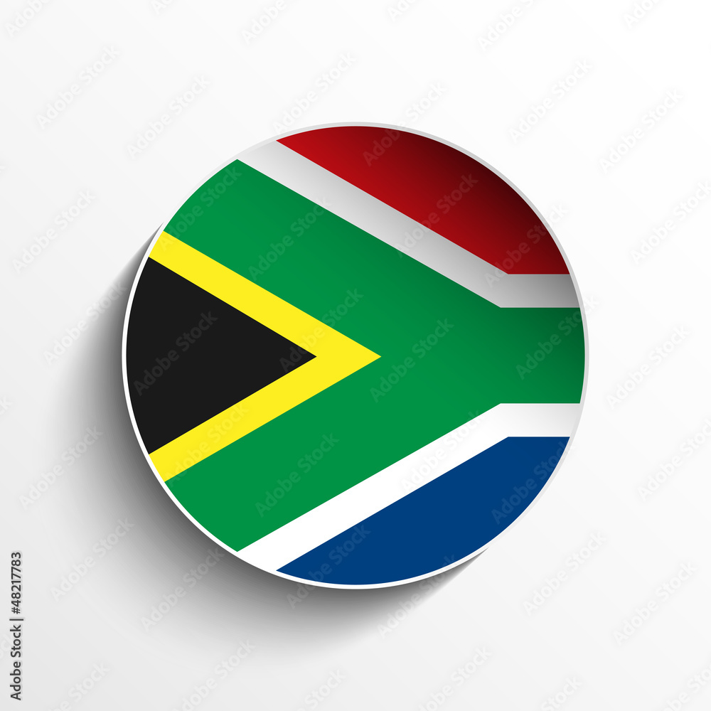 South Africa Flag Paper Circle Shadow Button